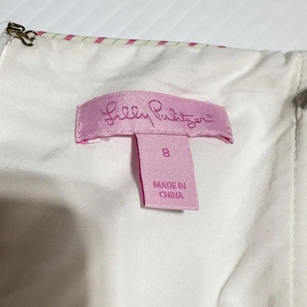 Lily Pulitzer Strapless Sienna Dress White Embroidered Colorful Polka Dot Size 8 - Picture 5 of 11